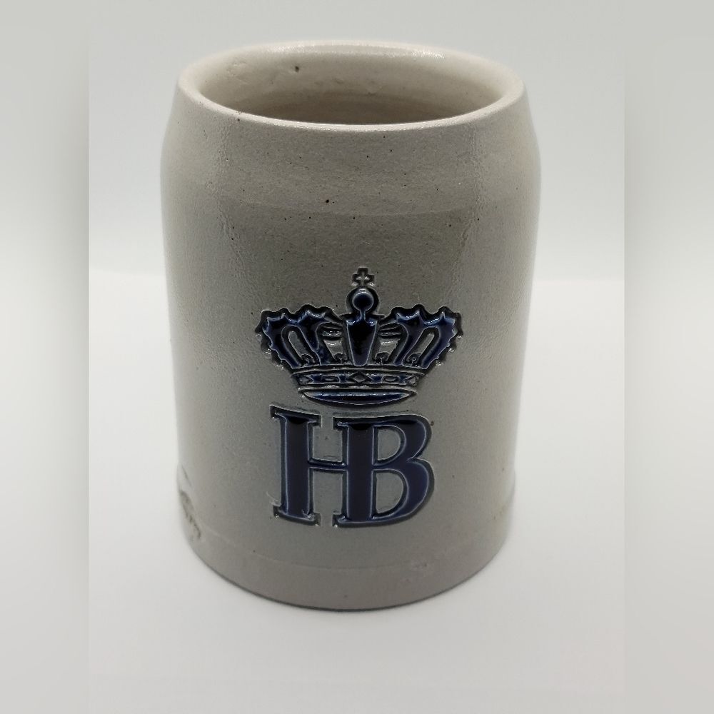 Vintage HB Crown 1/2 Liter Stoneware German Beer Stein / Mug